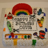 Arts and craft birthday cake with 3D rainbow