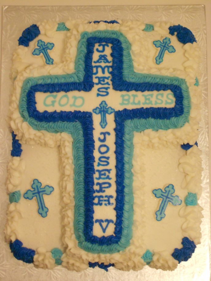 Boy Baptism Cross Cake